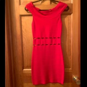 Red cutout Bebe bodycon dress